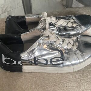 bebe Silver and Black Athletic Shoes sz7